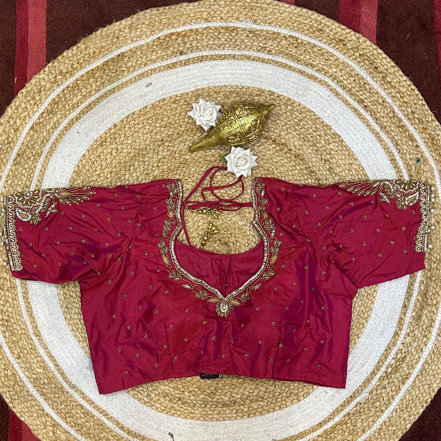 42” XL Size 12 size Aari Worked Sari Blouse Indian Saree Top Rani Pink B230