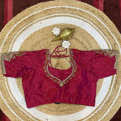 42” XL Size 12 size Aari Worked Sari Blouse Indian Saree Top Rani Pink B230