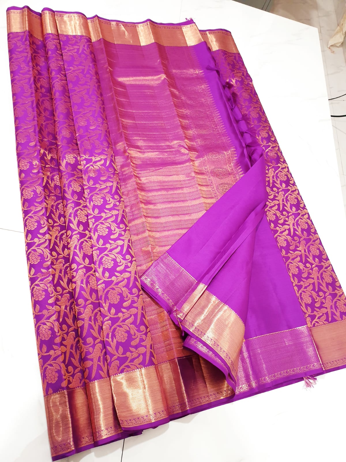Kanchipuram Pure Silk Saree Purple Kanjivaram Sari| SPK182