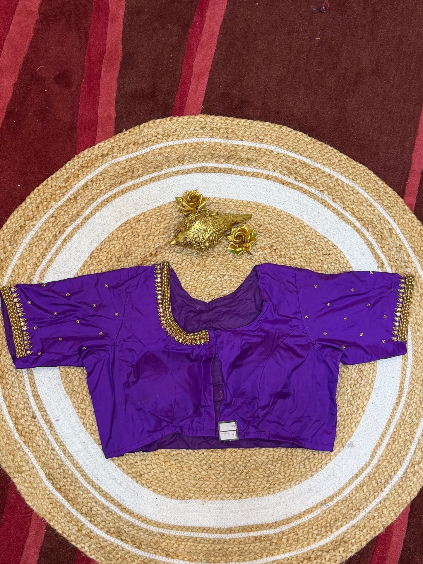 42” XL Size 12 size Aari Worked Sari Blouse Indian Saree Top Purple B161
