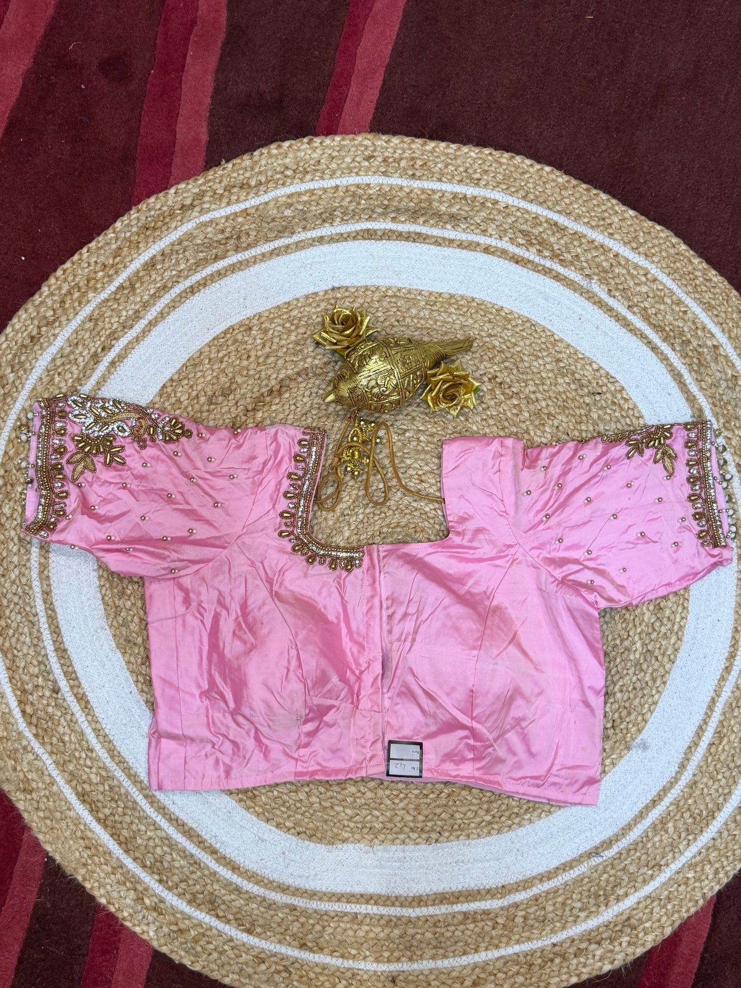 42” XL Size 12 size Aari Worked Sari Blouse Indian Saree Top Pink B157