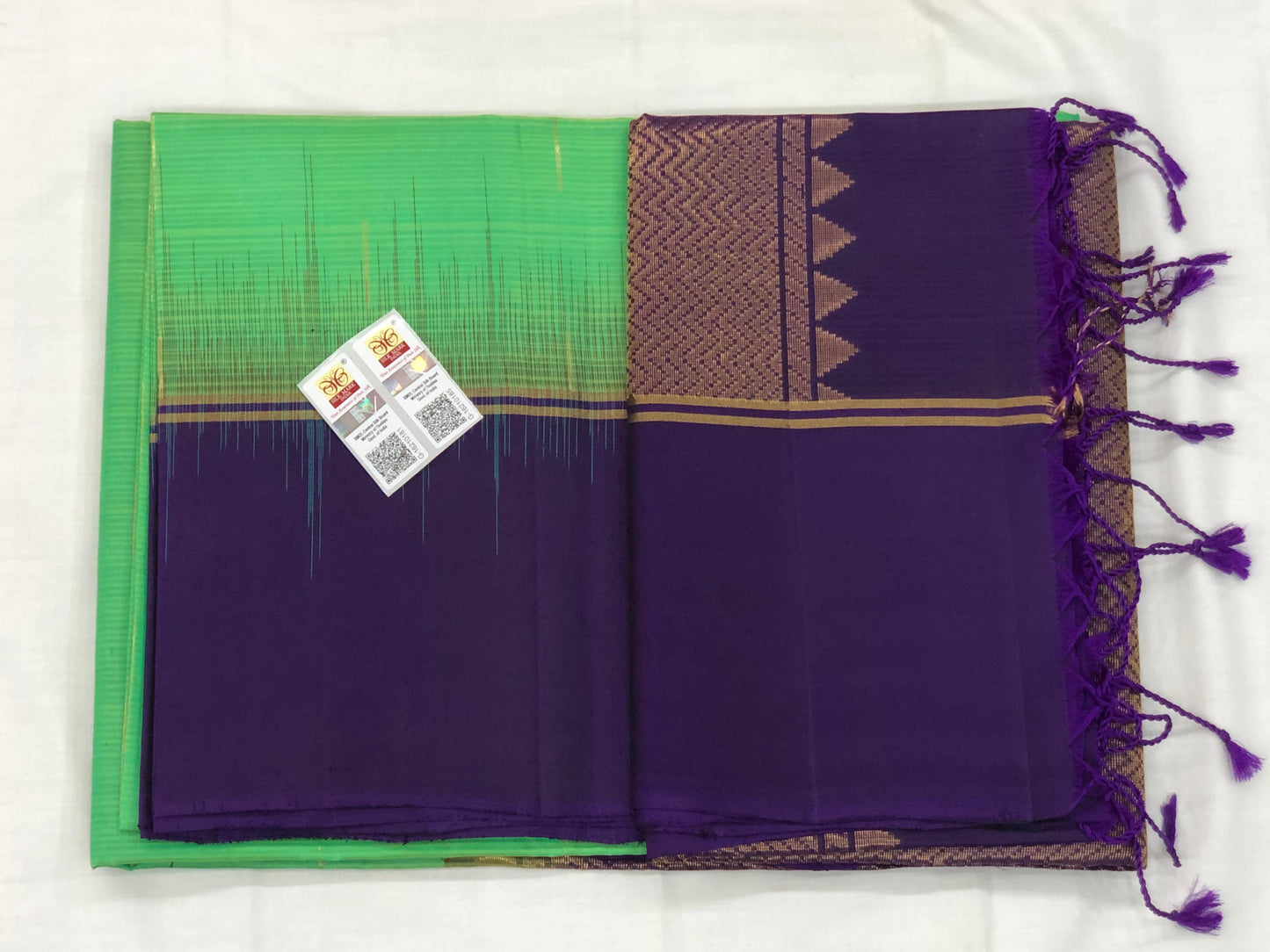 Kanchipuram Pattu Soft Silk Indian Saree Pure Silk Sari Green| SS22