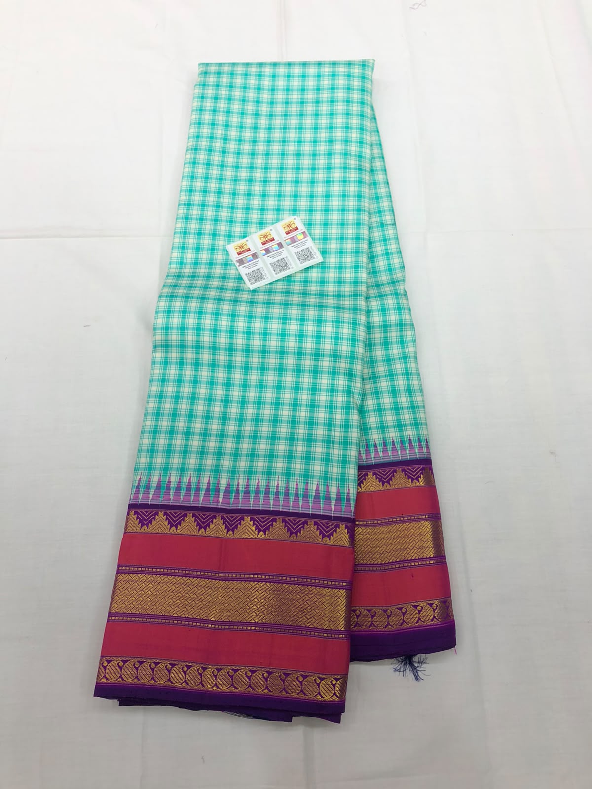 Retta Petta Kanchipuram Pure Silk Saree Bridal Vintage Kanjivaram Sari SPK295