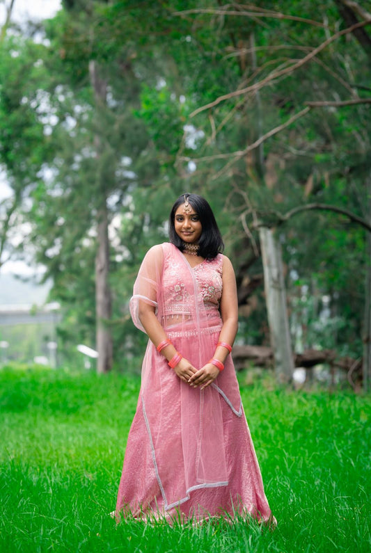 Medium 38” Indian Lehenga Onion Pink Lehnga L6