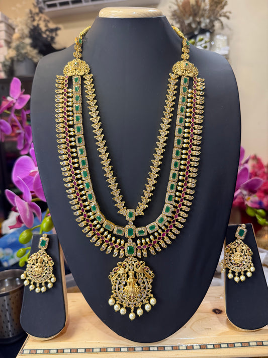 Indian Brass Necklace & Earrings Jewellery Set Haram N63