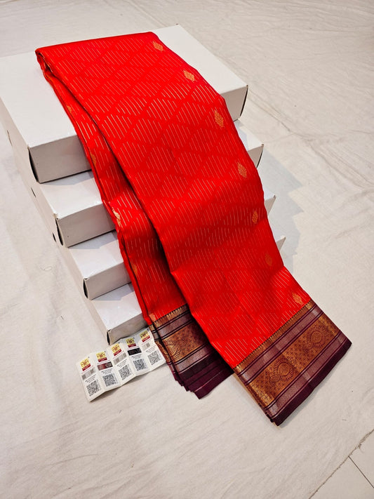 Kanchipuram Pure Silk Saree Bridal Indian Kanjivaram Sari SPK354