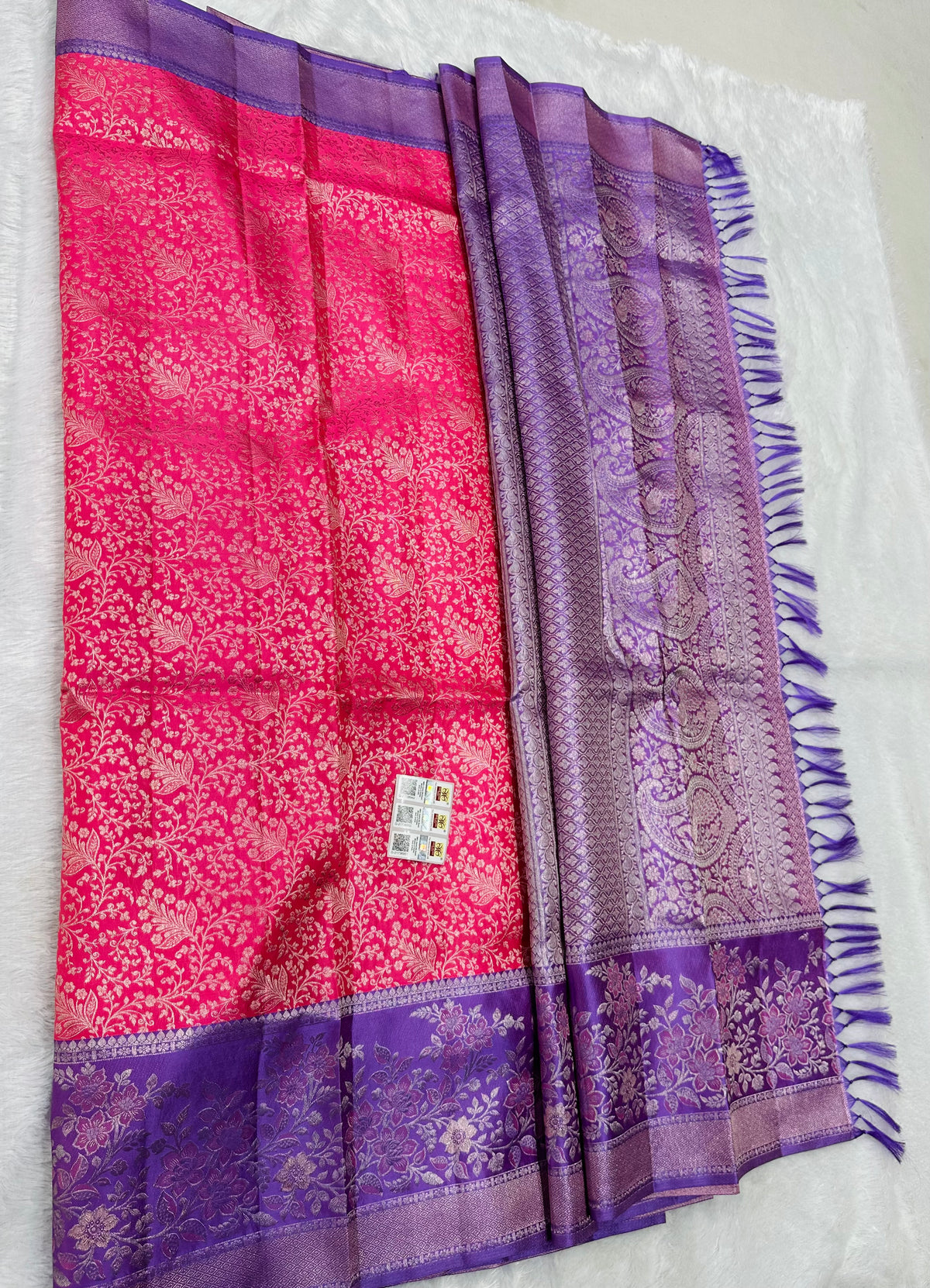 Bridal Kanchipuram Meenakari Pure Silk Saree Kanjivaram Sari SPK474