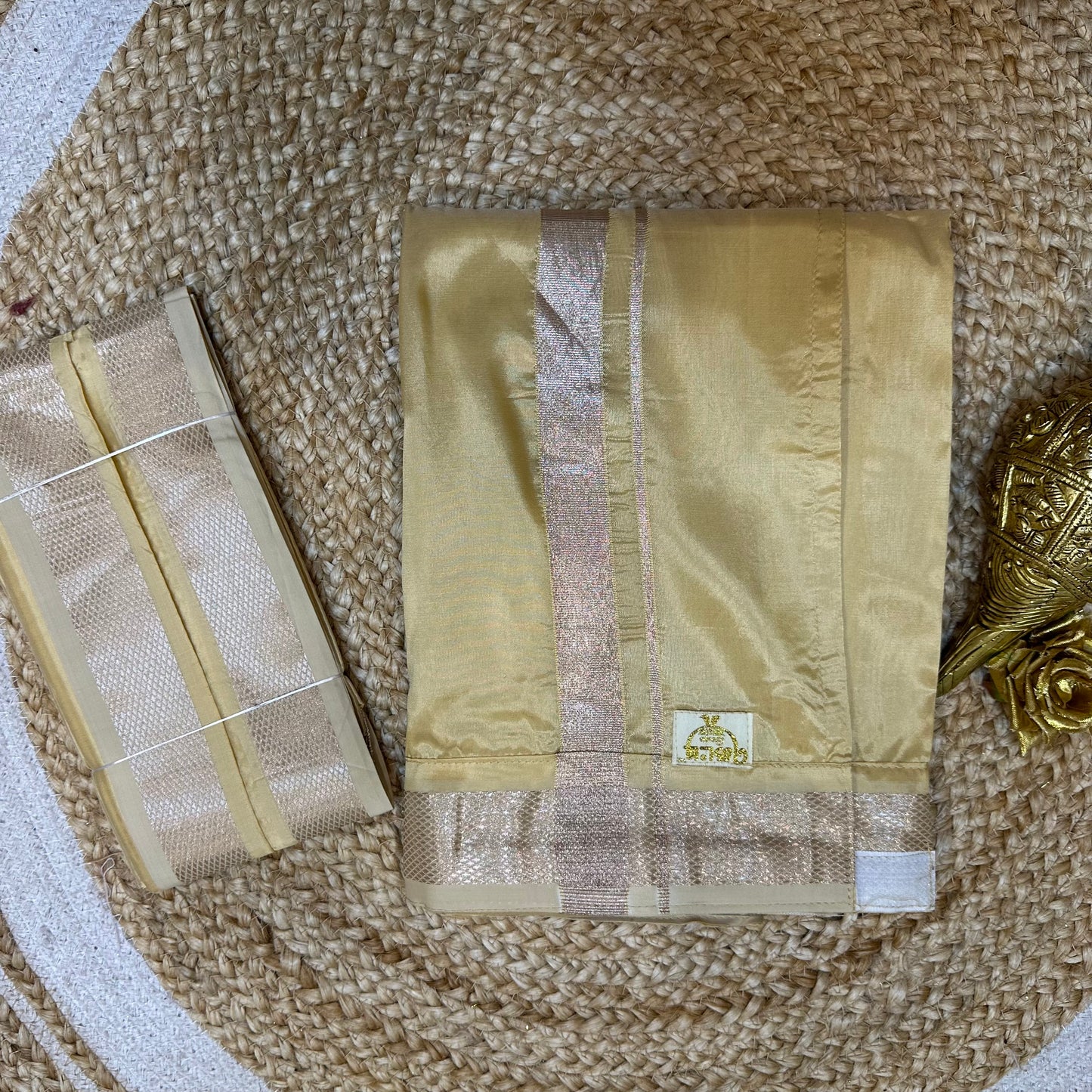Men’s South Indian Vesti Semi Silk Ready to wear Vetti Dhotti Sandalwood V19