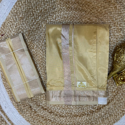 Men’s South Indian Vesti Semi Silk Ready to wear Vetti Dhotti Sandalwood V19