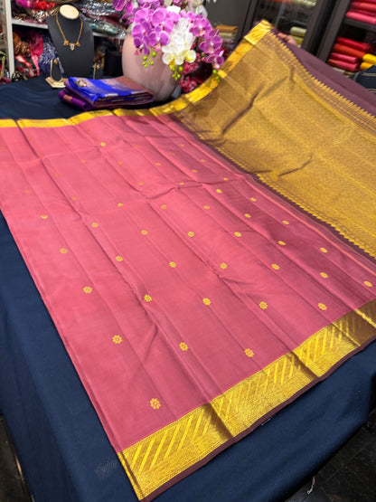 2g Gold Kanchipuram Pure Silk Saree Pink Kanjivaram Sari SPK209