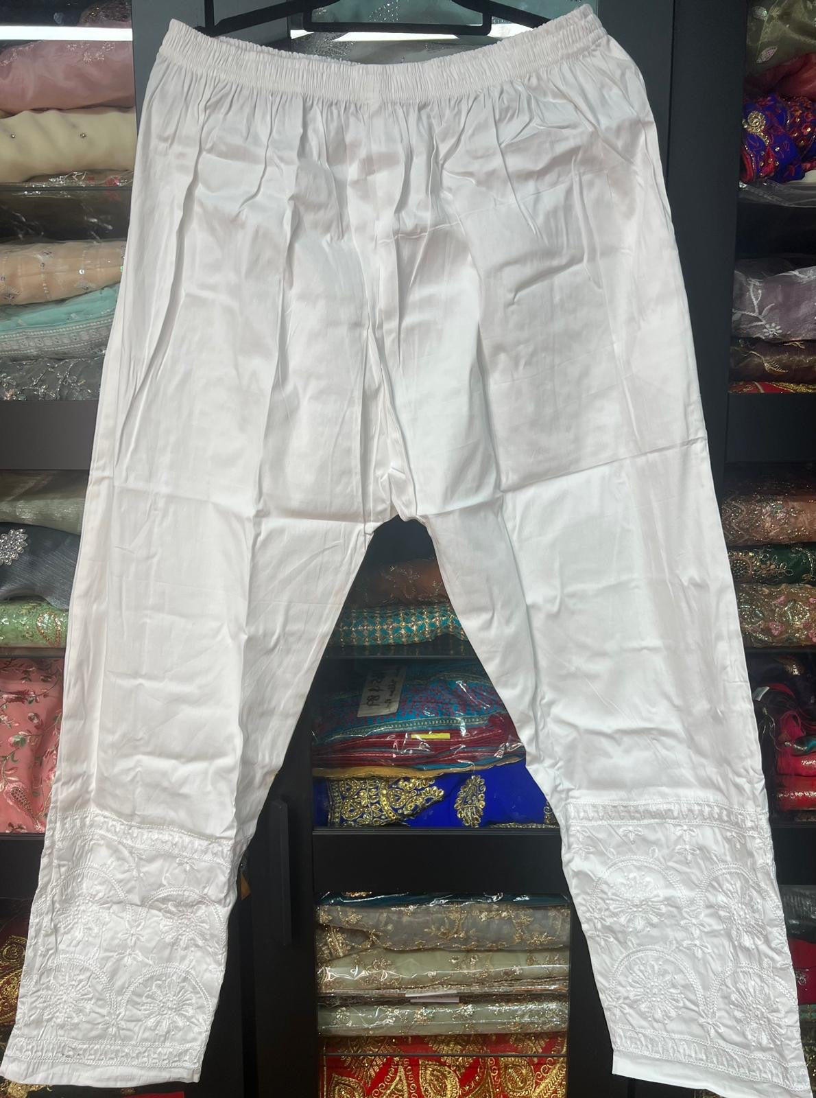 L to XL Indian size stretchable  White Pants P5