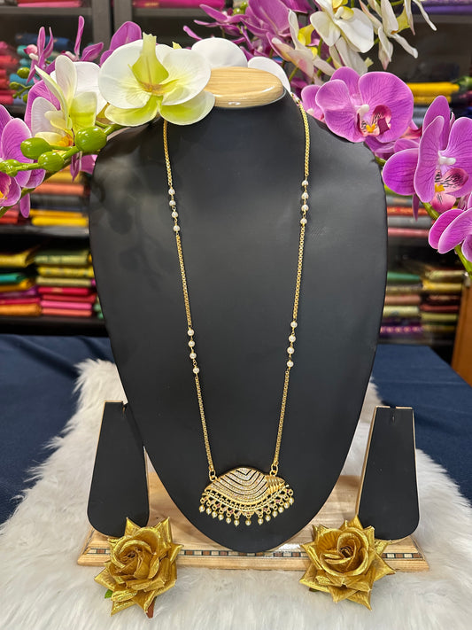 Impon Indian Necklace Ruby Conch Sanku Pathakkam Haram N24