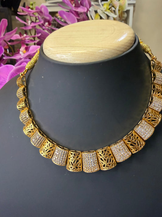 Indian Brass Necklace & Earrings Jewellery Set N68