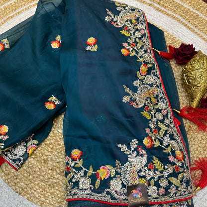 Sari Indian Fancy Party wear Teal Saree SAR12