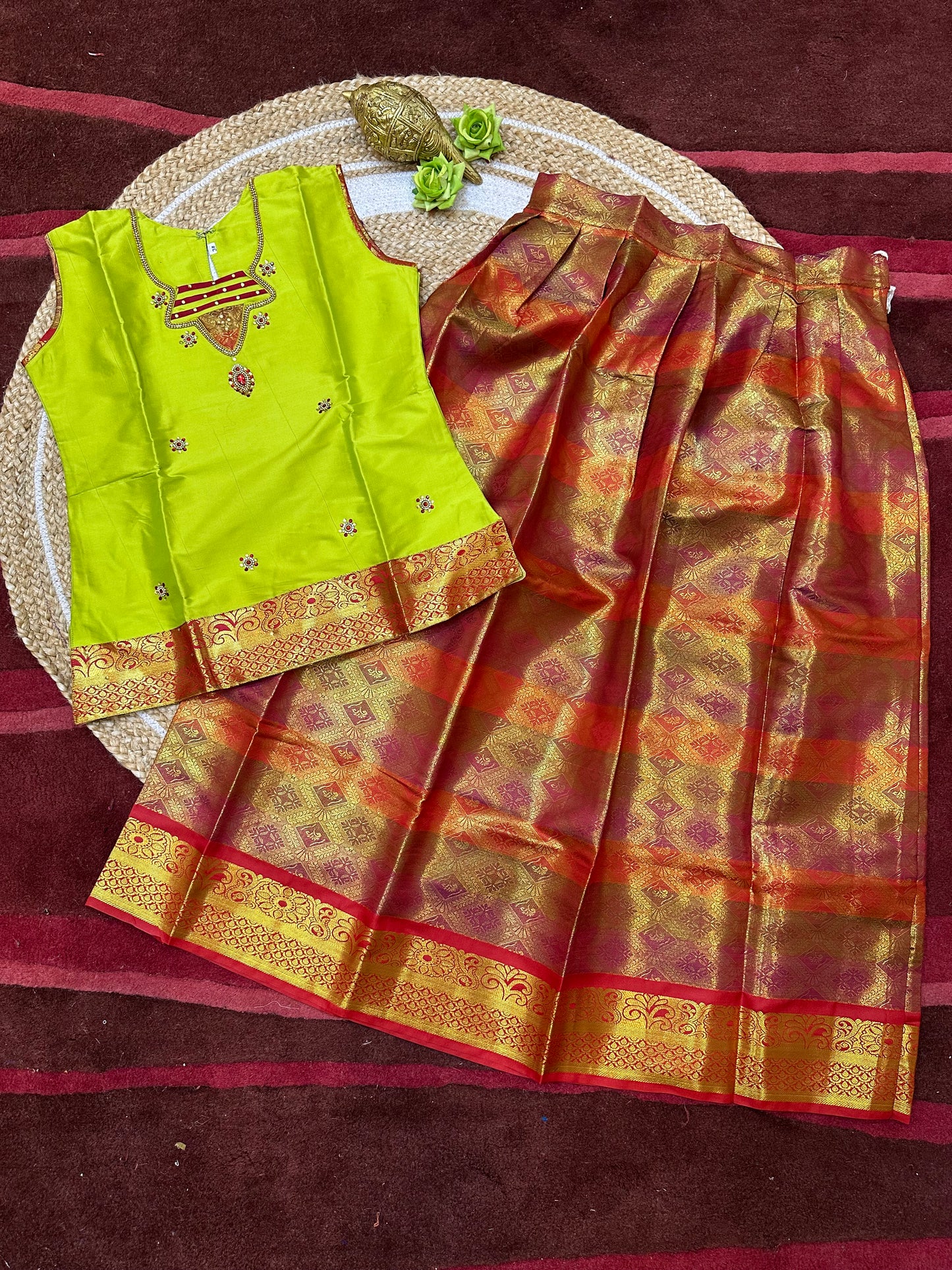 Indian Lehenga Pattu Pavadai Sattai Skirt Top G23