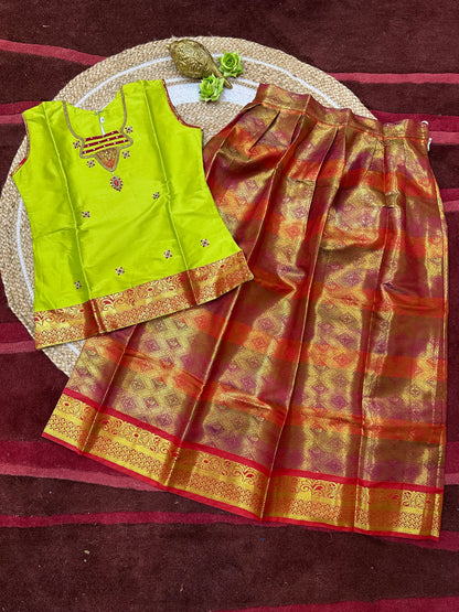 Indian Lehenga Pattu Pavadai Sattai Skirt Top G23