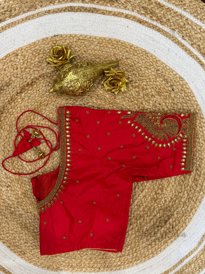 42” XL Size 12 size Aari Worked Sari Blouse Indian Saree Top Red B148