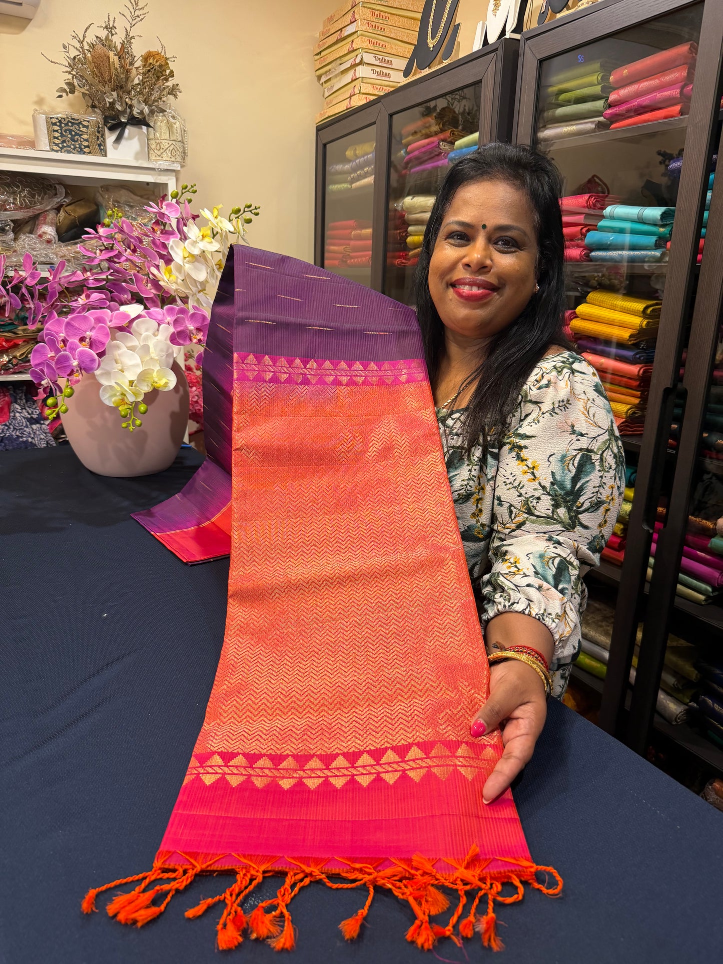 Kanchipuram Soft Silk Sari Purple & Pink Colour | SS2