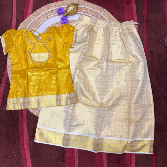 36” Size 10 Indian Lehenga Pattu Pavadai Sattai Skirt Top G10