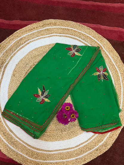 Chiffon Casual soft Sari Indian Fancy Saree Maroon S16