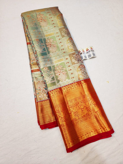 Kanchipuram Pure Silk Saree Bridal Blue Kanjivaram Sari SPK245