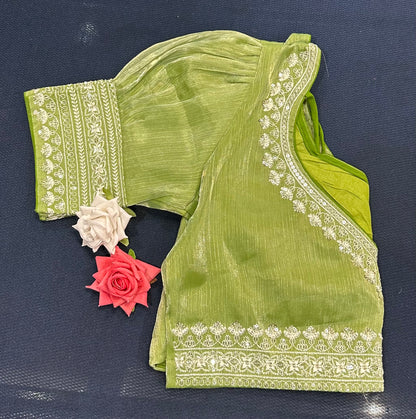 Navy Blue Sari Blouse Indian Saree Top Worked Choli B425