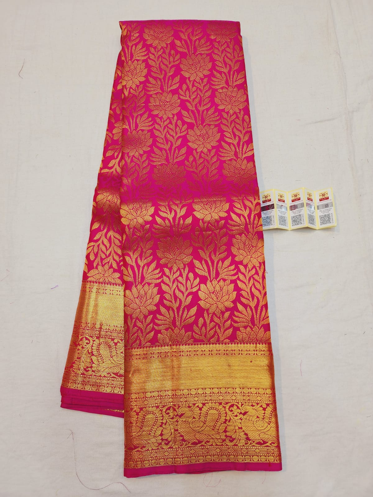 Bridal Kanchipuram Pure Silk Saree Pink & Gold Kanjivaram Sari| SPK118