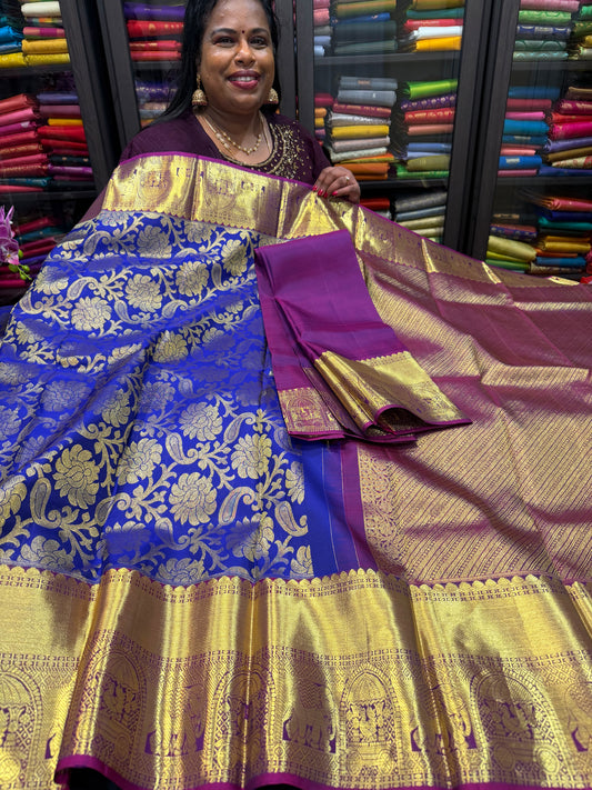 Kanchipuram Pure Silk handloom Saree Indian Kanjivaram Korvai Sari SPK365