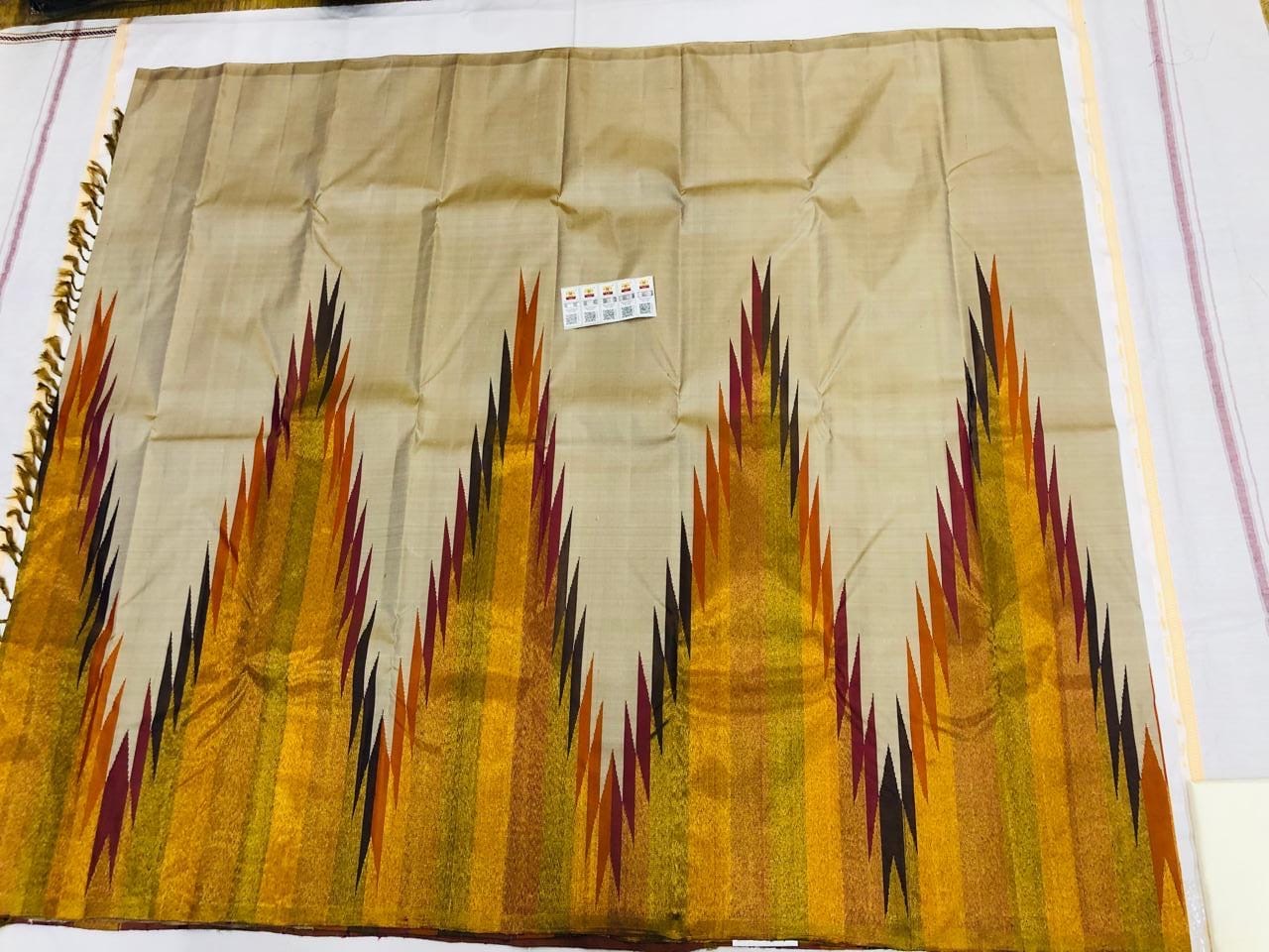 2g Gold Kanchipuram Pure Silk Saree Cream Multi coloured Kanjivaram Sari| SPK134