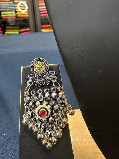 Oxidised Silver Necklace & Earrings Indian Tribal Jewellery sitahar Set N82