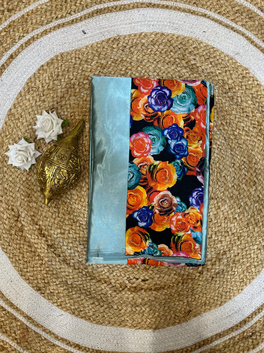 Fancy Party wear Satin Sari Indian Casual Greyish blue Saree S91