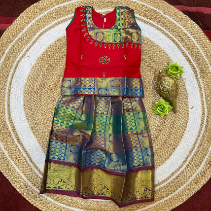 Indian Lehenga Pattu Pavadai Sattai Skirt Top G22