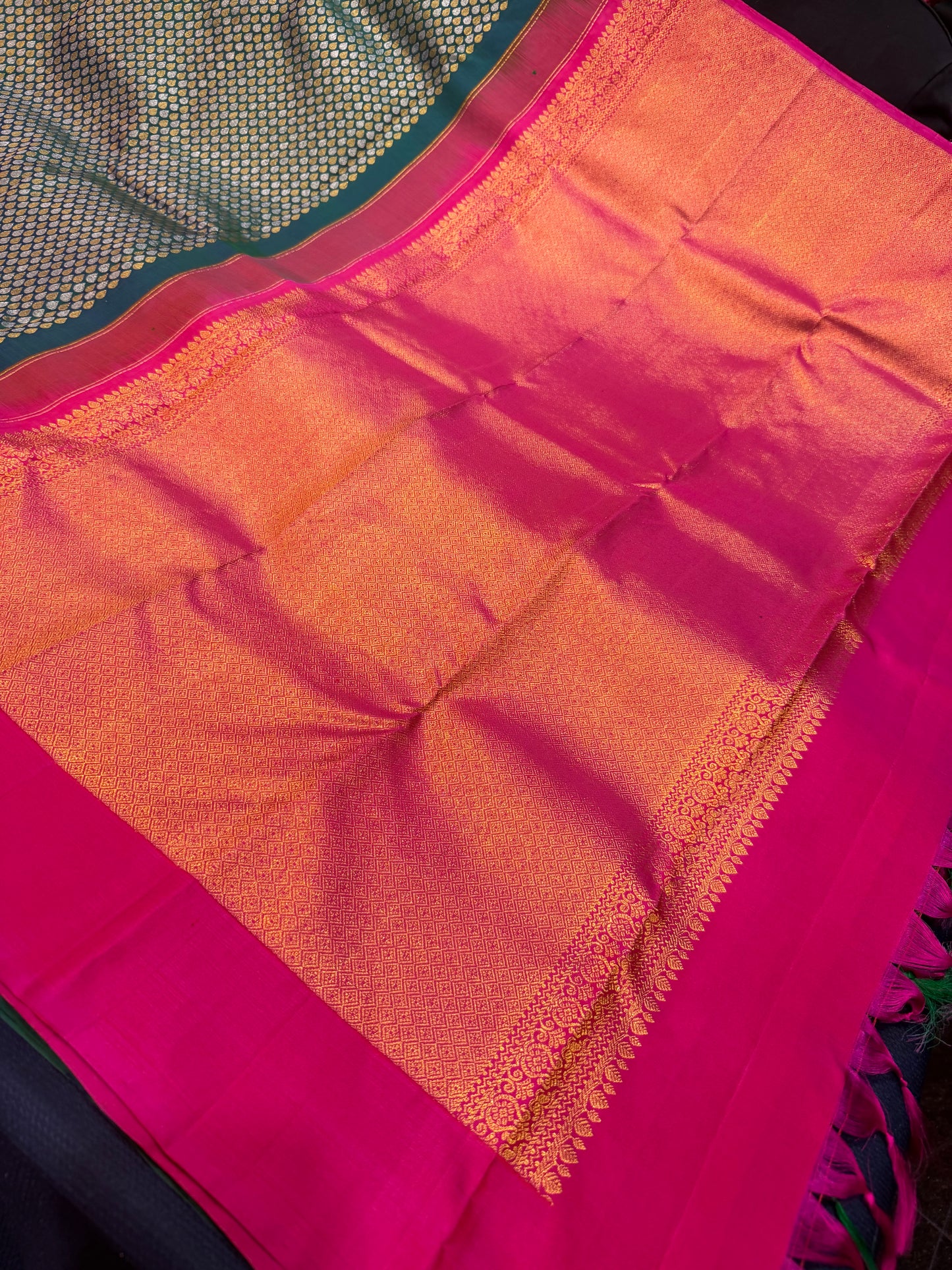 Kanchipuram Pure Silk handloom Saree Indian Kanjivaram Green Sari SPK427