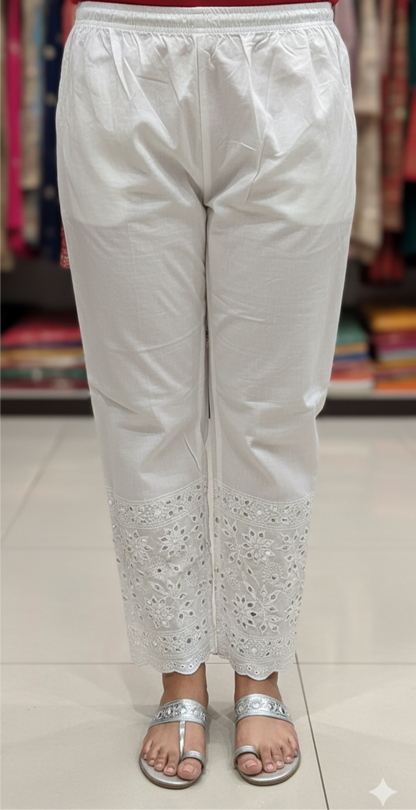 Small to Large Indian size stretchable Mirror White Pants P1