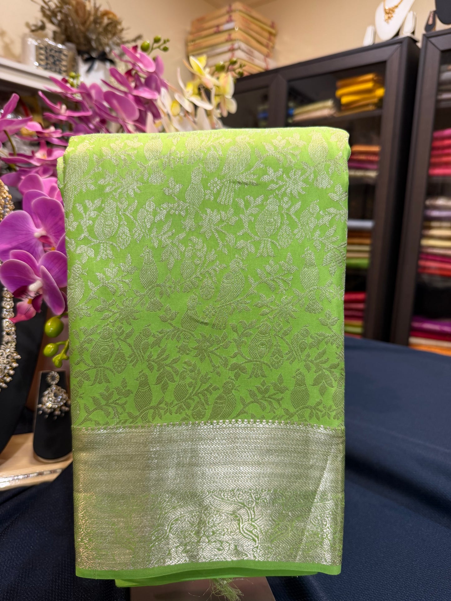 Kanchipuram Pure Silk Saree Light Green Kanjivaram Sari| SPK092