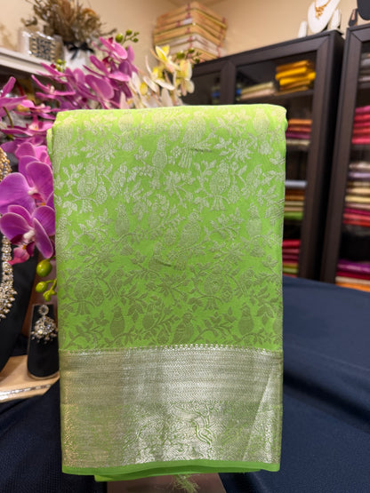 Kanchipuram Pure Silk Saree Light Green Kanjivaram Sari| SPK092