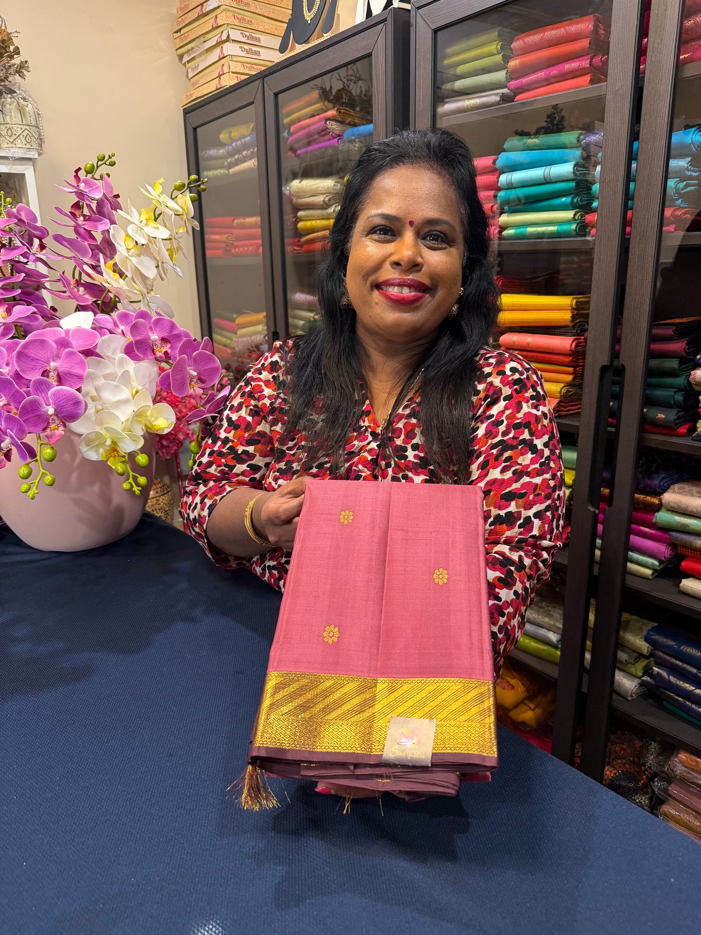 2g Gold Kanchipuram Pure Silk Saree Pink Kanjivaram Sari SPK209