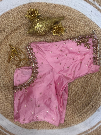 42” XL Size 12 size Aari Worked Sari Blouse Indian Saree Top Pink B157