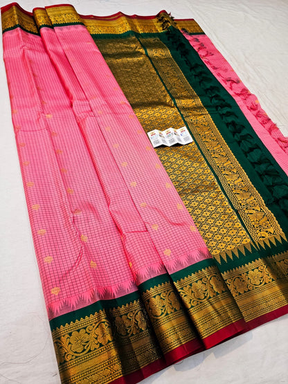 Kanchipuram Pure Silk Saree Bridal Indian Kanjivaram Sari SPK313