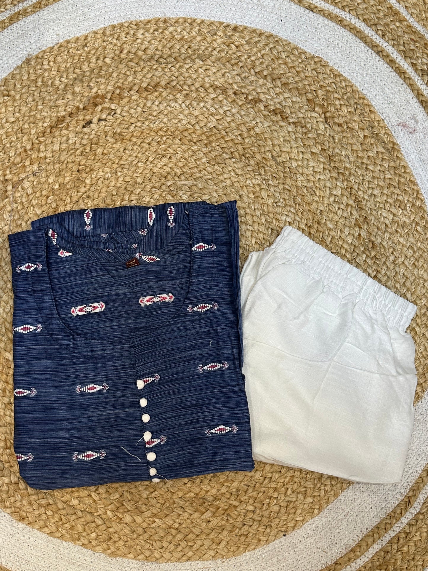 44 2XL Anarkali style Long Kurti with Pants Blue SS07