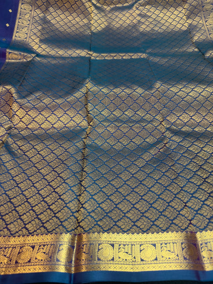 Bridal Blue Kanchipuram Pure Silk Saree Kanjivaram Sari SPK463
