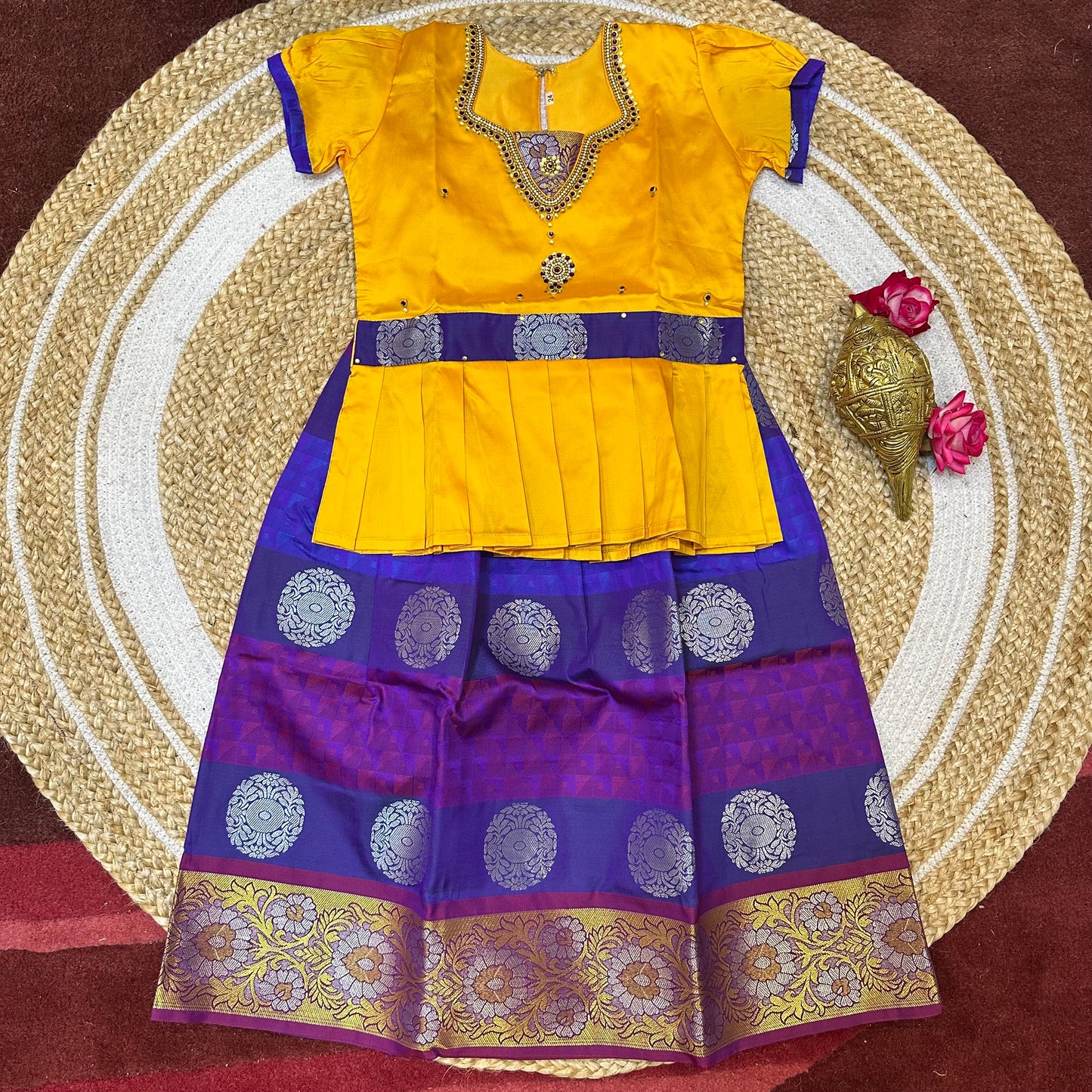 26” Size 5 Indian Lehenga Pattu Pavadai Sattai Skirt Top G35