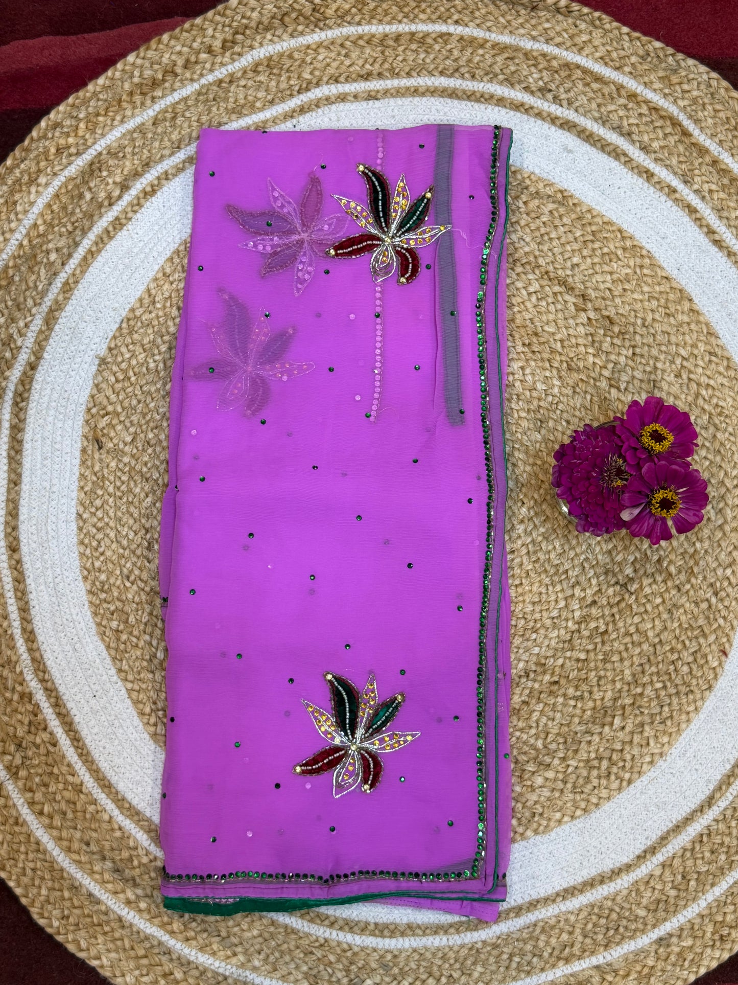 Chiffon Casual soft Sari Indian Fancy Saree Maroon S16