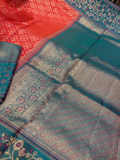 Bridal Kanchipuram Meenakari Pure Silk Saree Kanjivaram Sari SPK478