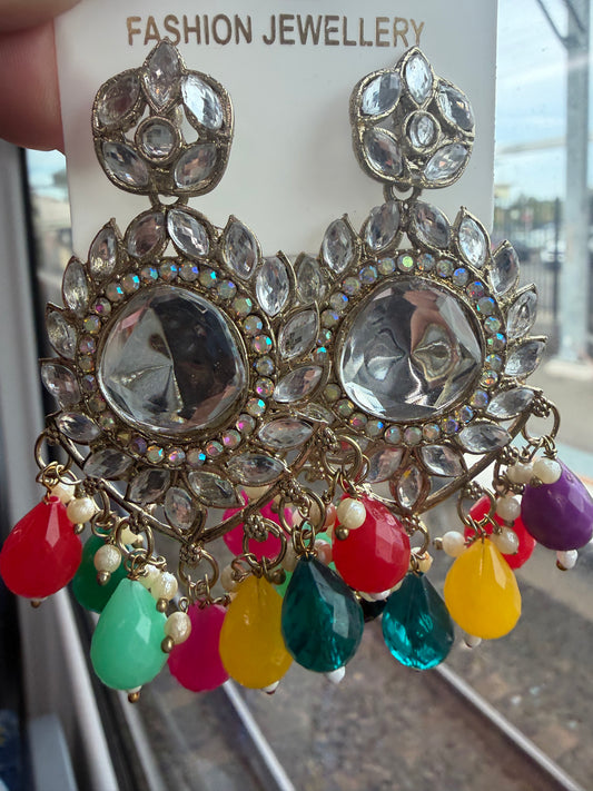 Multi coloured Indian Earrings Stylish Indian Jewellery E18