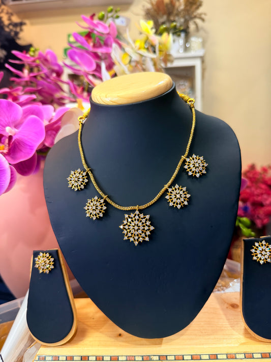 Indian Brass Necklace & Earrings Jewellery Set N69