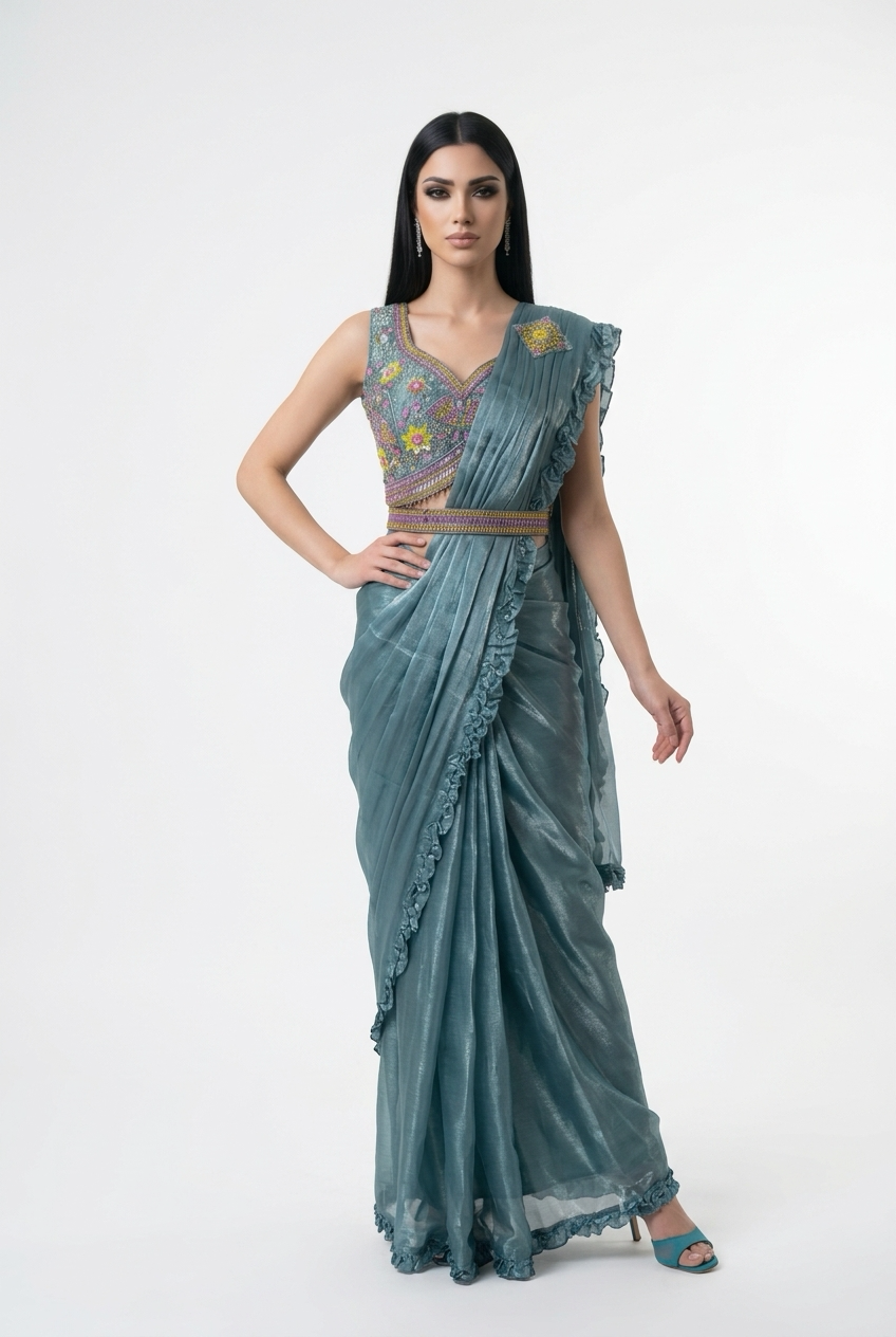 Ready to wear Sari Indian Bollywood Diwali Fancy Party wear Saree RE1