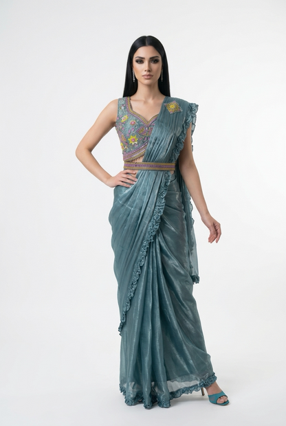 Ready to wear Sari Indian Bollywood Diwali Fancy Party wear Saree RE1