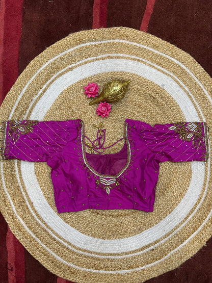 36” Small size Aari Worked Sari Blouse Indian Saree Hot Pink B208