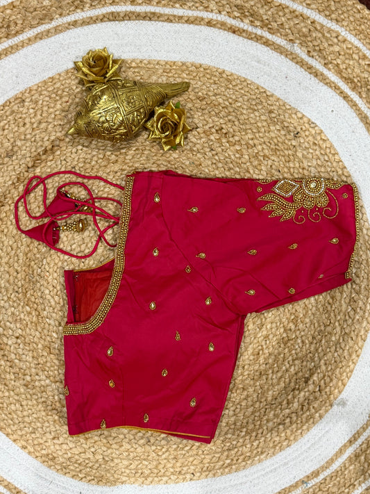 42” XL Size 12 size Aari Worked Sari Blouse Indian Saree Top Pink B167